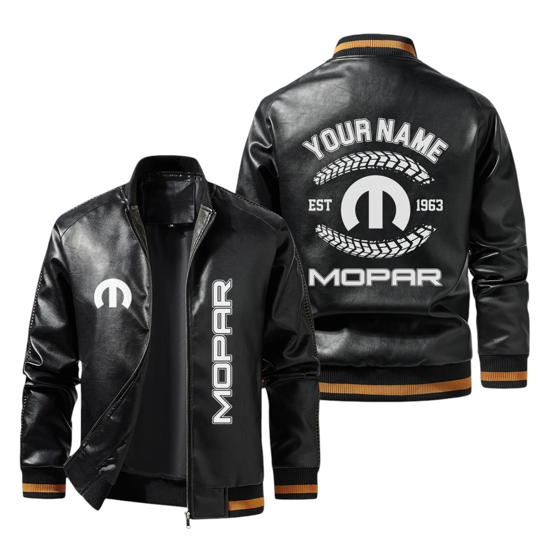 Vintage Mopar Exclusive Logo Jacket Est 1937, Classic Ribbed Collar and Striped Cuffs, Custom Name HIDI250225Y12LJ93MOP Vintage Mopar Exclusive Logo Jacket Est 1937, Classic Ribbed Collar and Striped Cuffs, Custom Name HIDI250225Y12LJ93MOP