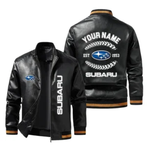 Vintage Subaru Exclusive Logo Jacket Est 1953, Classic Ribbed Collar and Striped Cuffs, Custom Name HIDI260225Y12LJ93SUB