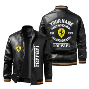 Vintage Scuderia Ferrari F1 Exclusive Logo Jacket Est 1929, Classic Ribbed Collar and Striped Cuffs, Custom Name HIDI270225Y12LJ93SF1