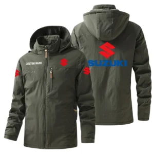 Suzuki Motor Windbreaker Jacket Hooded, Warm Lining Waterproof Outdoor Running Jacket For Men, Custom Name HIHI240225Y17WO88SUM