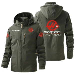 MoneyGram Haas F1 Team Windbreaker Jacket Hooded, Warm Lining Waterproof Outdoor Running Jacket For Men, Custom Name HIHI280225Y17WO88MGH