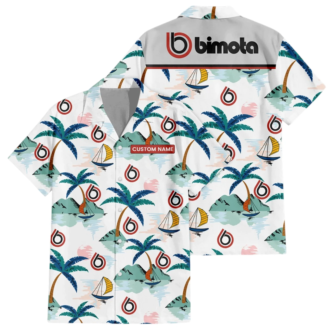 Bimota Exclusive Logo Button Up Hawaiian Shirt Tropical Landscape Pattern All-over Print, Custom Name HIDI170225Y7HWLS2BIT