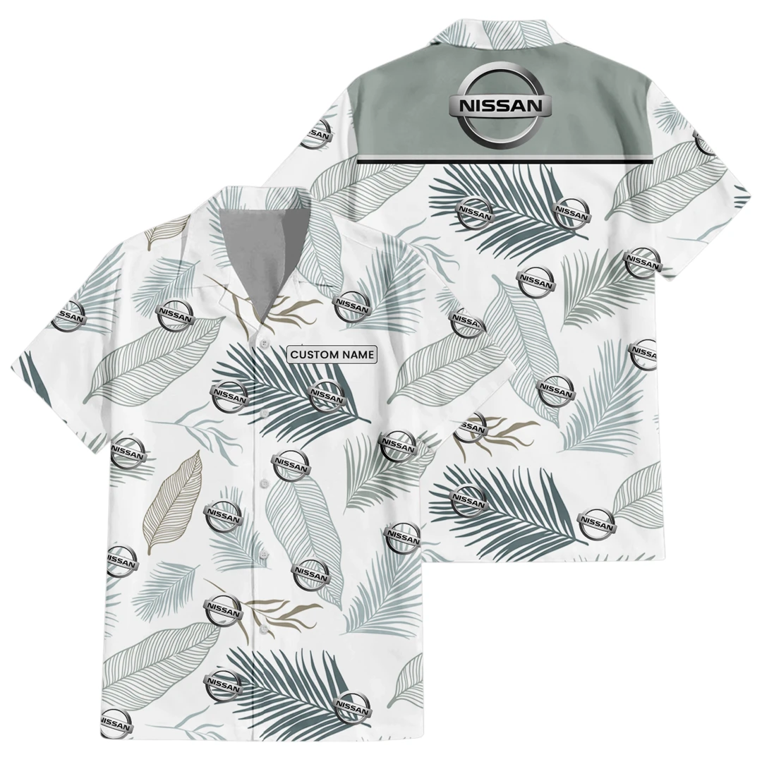 Nissan Exclusive Logo Button Up Hawaiian Shirt Tropical Leaves Seamless Pattern All-over Print, Custom Name HIHI180225Y7HWLS1NIS Nissan Exclusive Logo Button Up Hawaiian Shirt Tropical Leaves Seamless Pattern All-over Print, Custom Name HIHI180225Y7HWLS1NIS