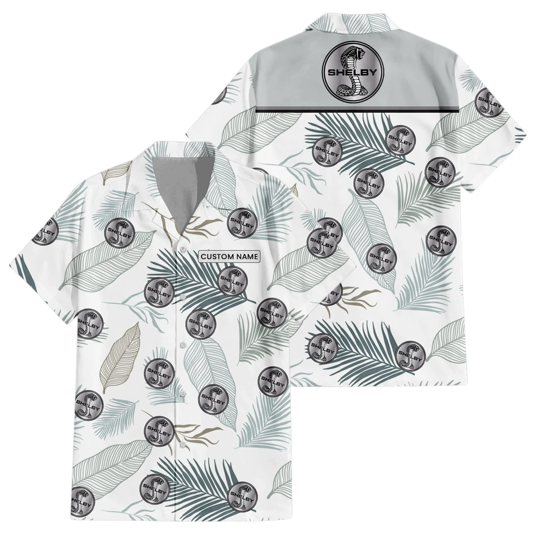 Shelby Exclusive Logo Button Up Hawaiian Shirt Tropical Leaves Seamless Pattern All-over Print, Custom Name HIHI190225Y7HWLS1SHE