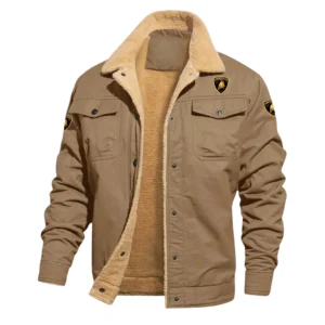 Lamborghini Jacket Fleece-lined Thick Jacket Warm Thick Coat With Fur Lapel Collar Coat HIHI070125Y10FLJLAM
