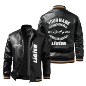 Vintage Ligier Automotive Jacket Est 2012, Classic Ribbed Collar and Striped Cuffs, Custom Name HIDI280225Y12LJ93LIA