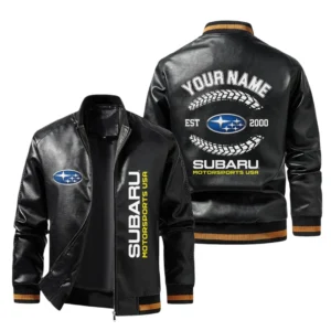 Vintage Subaru Motorsports USA Jacket Est 2000, Classic Ribbed Collar and Striped Cuffs, Custom Name HIDI280225Y12LJ93SUM