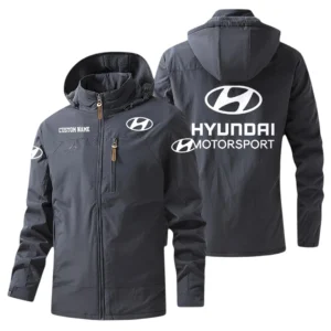 Hyundai Motorsport Exclusive Logo Windbreaker Jacket Hooded, Warm Lining Waterproof Outdoor Running Jacket, Custom Name HIHI280225Y17WO88HYM