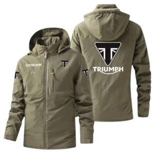 Triumph Motorcycles Windbreaker Jacket Hooded, Warm Lining Waterproof Outdoor Running Jacket, Custom Name HIHI270225Y17WO88TRM
