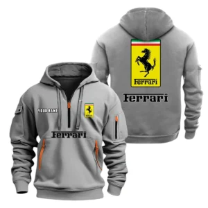 Ferrari Half Zip Hoodie, Sports Hooded Multi-Pockets, Custom Name TN060325Y25QZ2HCT1FER