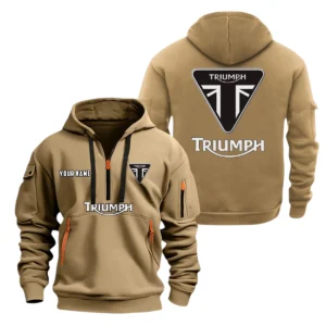 Triumph Motorcycles Half Zip Hoodie, Sports Hooded Multi-Pockets, Custom Name TN100325Y25QZ2HCTR1TRM