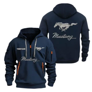 Mustang Half Zip Hoodie, Sports Hooded Multi-Pocket, Custom Name TN080325Y25QZ2HCT9MUS