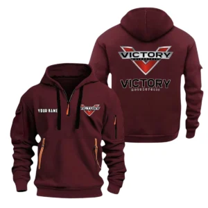 Victory Motorcycles Half Zip Hoodie, Sports Hooded Multi-Pocket, Custom Name TN100325Y25QZ2HCT1VIM