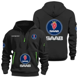 Saab Half Zip Hoodie Sports Hooded Multi-Pockets, Custom Name, HIDI050325Y25QZ2HSAA