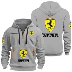 Scuderia Ferrari F1 Half Zip Hoodie, Sports Hooded Multi-Pockets, Custom Name HIDI060325Y25QZ2HSF1