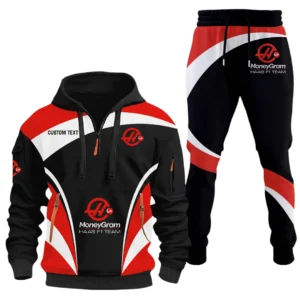 MoneyGram Haas F1 Team Half Zip Hoodie x Long Pants Set All-over Print, Custom Name HIDI110325Y26QZ3HMGH