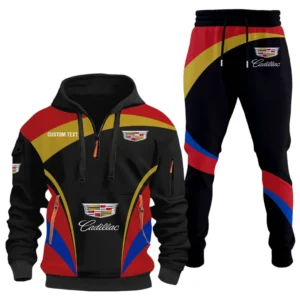 Cadillac Half Zip Hoodie x Long Pants Set All-over Print, Custom Name HIDI130325Y26QZ3HCAD