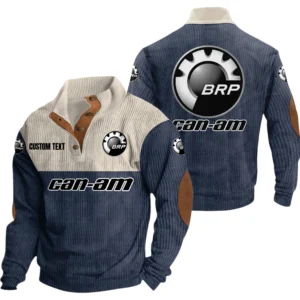 Can Am Motorcycles Knitted Ribbed Corduroy Sweatshirt Mid Stretch Stand Collar Pullover Sweater, Custom Text HG140325Y32RCSCT1CAE