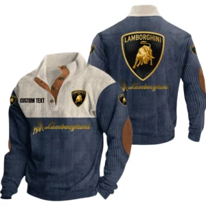 Lamborghini Exclusive Logo Knitted Ribbed Corduroy Sweatshirt Mid Stretch Stand Collar Pullover Sweater, Custom Text HG150325Y32RCSCT1LAM