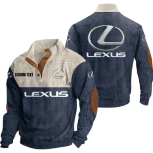 Lexus Exclusive Logo Knitted Ribbed Corduroy Sweatshirt Mid Stretch Stand Collar Pullover Sweater, Custom Text HG150325Y32RCSCT1LEX
