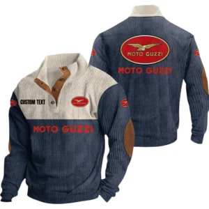 Moto Guzzi Exclusive Logo Knitted Ribbed Corduroy Sweatshirt Mid Stretch Stand Collar Pullover Sweater, Custom Text HG150325Y32RCSCT1MOG