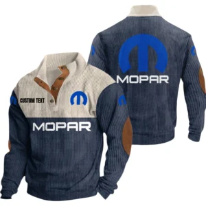 Mopar Exclusive Logo Knitted Ribbed Corduroy Sweatshirt Mid Stretch Stand Collar Pullover Sweater, Custom Text HG150325Y32RCSCT1MOP