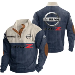Nissan 370z Exclusive Logo Knitted Ribbed Corduroy Sweatshirt Mid Stretch Stand Collar Pullover Sweater, Custom Text HG150325Y32RCSCT4NIS