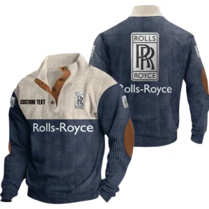 Rolls Royce Exclusive Logo Knitted Ribbed Corduroy Sweatshirt Mid Stretch Stand Collar Pullover Sweater, Custom Text HG170325Y32RCSCT1ROR