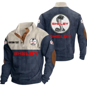 Shelby Exclusive Logo Knitted Ribbed Corduroy Sweatshirt Mid Stretch Stand Collar Pullover Sweater, Custom Text HG170325Y32RCSCT1SHE