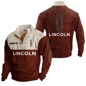 Lincoln Knitted Ribbed Corduroy Sweatshirt Mid Stretch Stand Collar Pullover Sweater, Custom Text HG160325Y32RCSCT1LIN