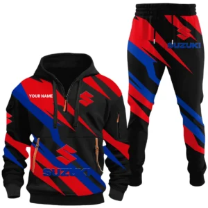Suzuki Half Zip Hoodie x Long Pants Set All-over Print, Custom Name HIHI130525Y26QZ3HSUZ