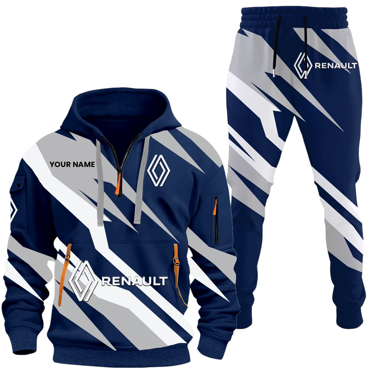 Renault Half Zip Hoodie x Long Pants Set All-over Print, Custom Name HIHI140525Y26QZ3HREN Renault Half Zip Hoodie x Long Pants Set All-over Print, Custom Name HIHI140525Y26QZ3HREN
