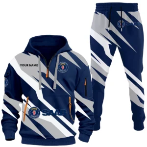 Saab Half Zip Hoodie x Long Pants Set All-over Print, Custom Name HIHI140525Y26QZ3HSAA