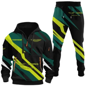 Aston Martin Racing Half Zip Hoodie x Long Pants Set All-over Print, Custom Name HIHI160525Y26QZ3HAMR