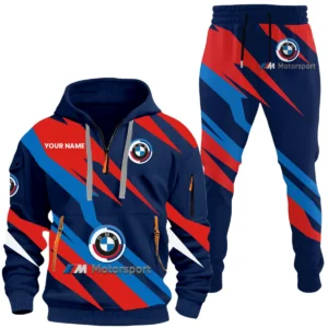 BMW M Motorsport Racing Half Zip Hoodie x Long Pants Set All-over Print, Custom Name HIHI170525Y26QZ3HBMM