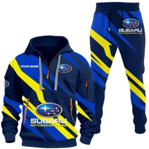 Subaru Motorsports USA Racing Half Zip Hoodie x Long Pants Set All-over Print, Custom Name HIHI170525Y26QZ3HSUM