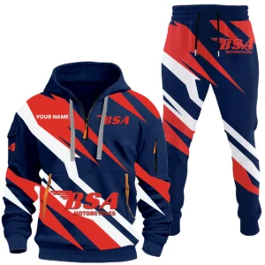 BSA Motorcycles Half Zip Hoodie x Long Pants Set All-over Print, Custom Name HIHI190525Y26QZ3HBSA