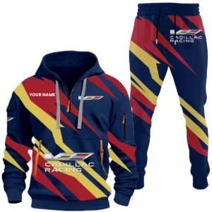 Cadillac Racing Half Zip Hoodie x Long Pants Set All-over Print, Custom Name HIHI190525Y26QZ3HCAR