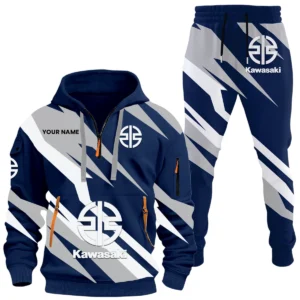 Kawasaki Motors Half Zip Hoodie x Long Pants Set All-over Print, Custom Name HIHI190525Y26QZ3HKAM