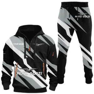 Moto Guzzi Half Zip Hoodie x Long Pants Set All-over Print, Custom Name HIHI200525Y26QZ3HMOG