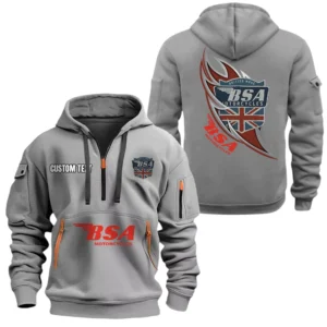 BSA Motorcycles Half Zip Hoodie, Sport Hooded Multi-Pocket, Custom Name TN260525Y25QZ2HCT1BSA