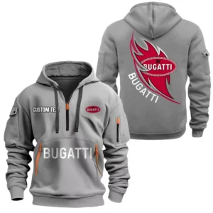 Bugatti Half Zip Hoodie, Sport Hooded Multi-Pocket, Custom Name TN260525Y25QZ2HCT1BUG