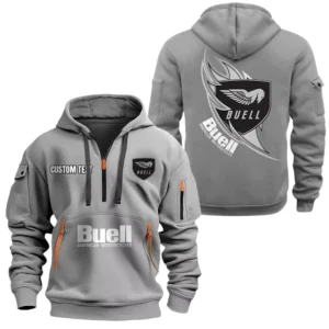 Buell Motorcycle Half Zip Hoodie, Sport Hooded Multi-Pocket, Custom Name TN260525Y25QZ2HCT1BUM