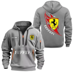 Ferrari Half Zip Hoodie, Sport Hooded Multi-Pocket, Custom Name TN270525Y25QZ2HCT1FER