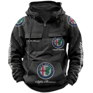 Alfa Romeo Quarter Zip Hoodie, Sports Hoodie Multi-Pockets, Custom Name TN240525Y41HJRCT1ALR