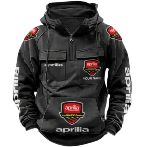 Aprilia Quarter Zip Hoodie, Sports Hoodie Multi-Pockets, Custom Name TN240525Y41HJRCT1APR