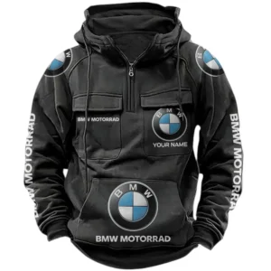 BMW M Motorsport Racing Quarter Zip Hoodie, Sports Hoodie Multi-Pockets, Custom Name TN240525Y41HJRCT1BMM