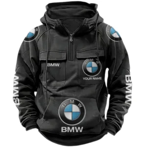BMW Quarter Zip Hoodie, Sports Hoodie Multi-Pockets, Custom Name TN240525Y41HJRCT1BMW