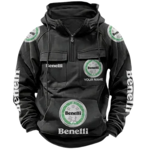 Benelli Quarter Zip Hoodie, Sports Hoodie Multi-Pockets, Custom Name TN240525Y41HJRCT1BNL