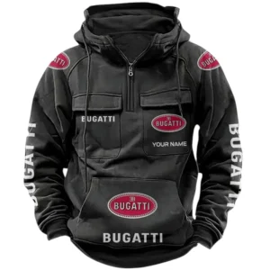 Bugatti Quarter Zip Hoodie, Sports Hoodie Multi-Pockets, Custom Name TN240525Y41HJRCT1BUG
